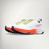 Altra Mont Blanc Speed trail running shoe in White/Fiery Coral/Blue