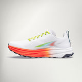 Altra Mont Blanc Speed trail running shoe in White/Fiery Coral/Blue