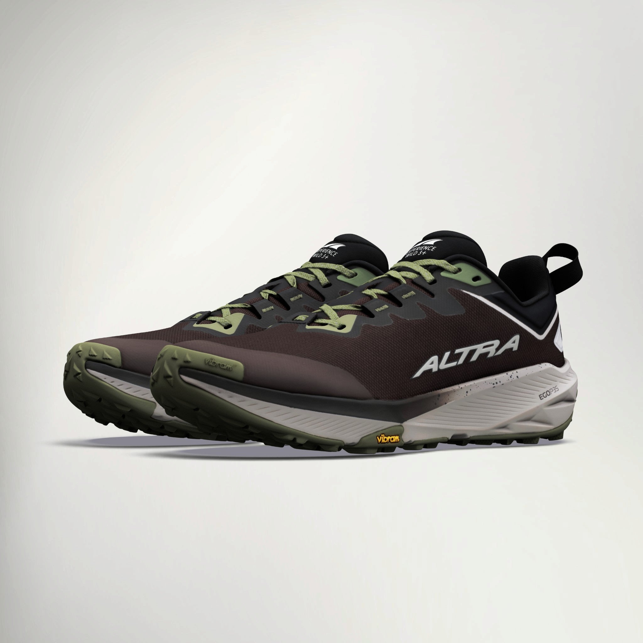 Altra Experience Wild 3+ Men's in Chocolate/Grey, three-quarter view