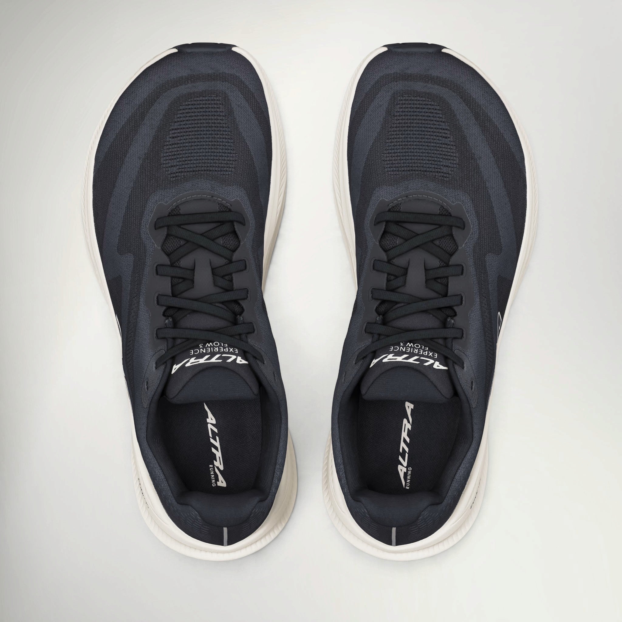 Altra Experience Flow 3 Men's in Black/White, top view of the pair