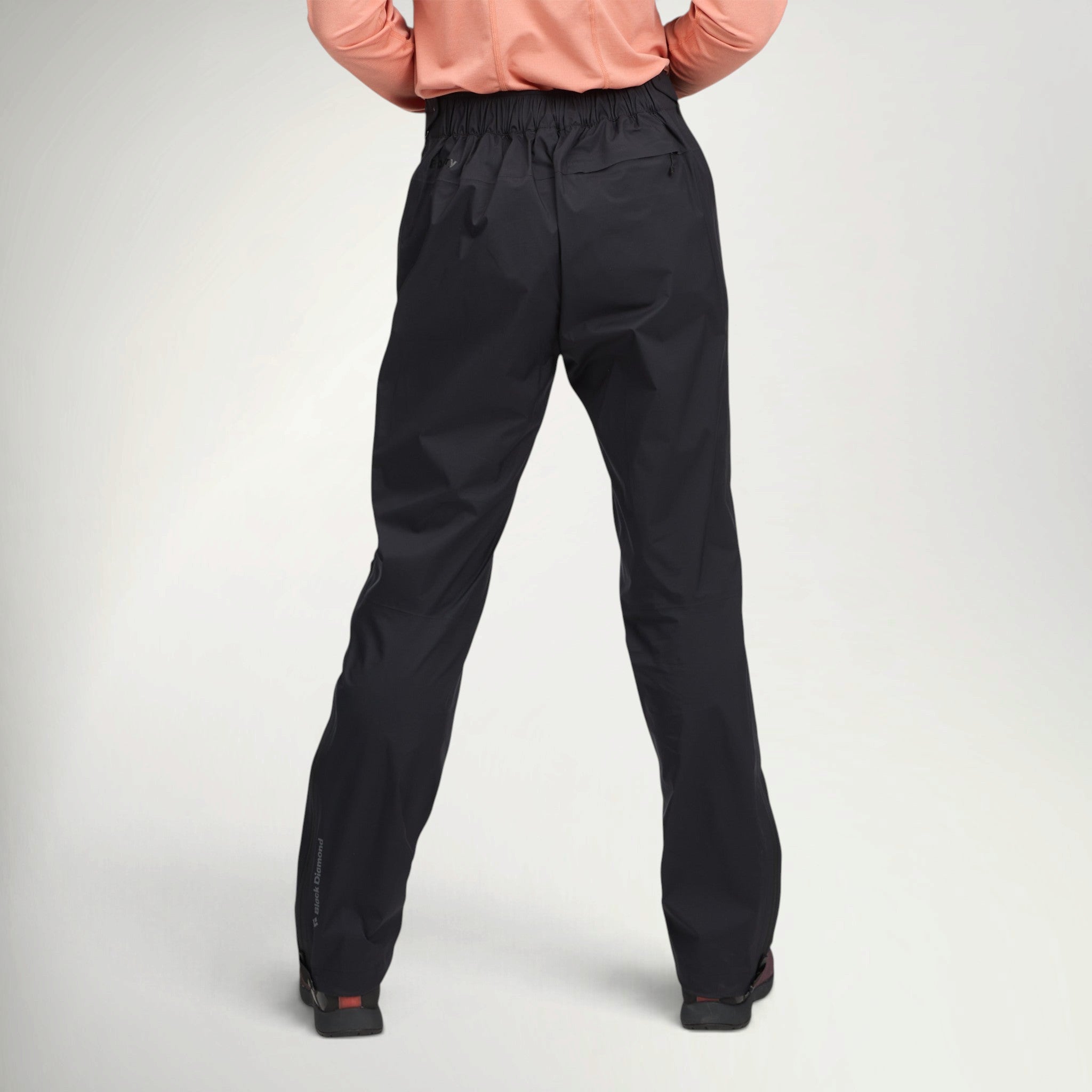 Black Diamond Fineline Stretch Pant Women's in Black worn by a hiker, back view