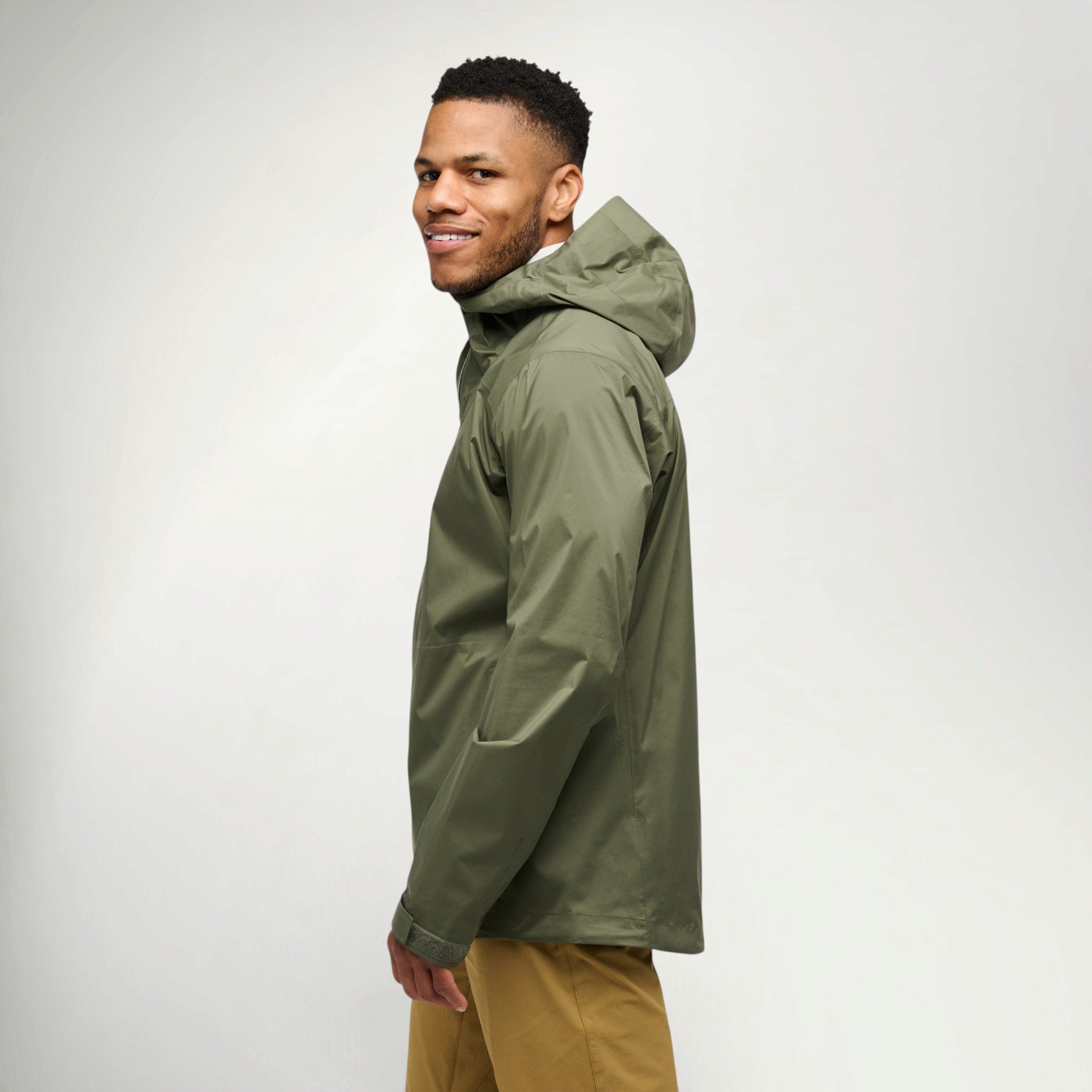 Black Diamond FinelineStretch Shell Men's in Tundra worn by a hiker, side view