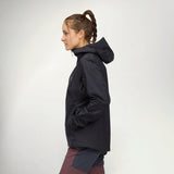 Black Diamond FinelineStretch Shell Women's in Black worn with the hood up, side view