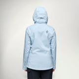 Black Diamond FinelineStretch Shell Women's in Fog Blue worn with the hood up, back view
