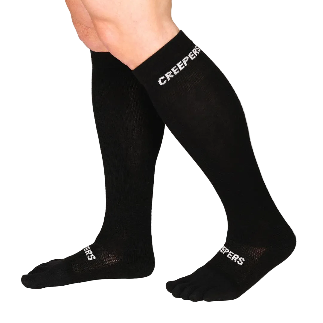 Creepers Merino Toe Sock - Over the Calf Black