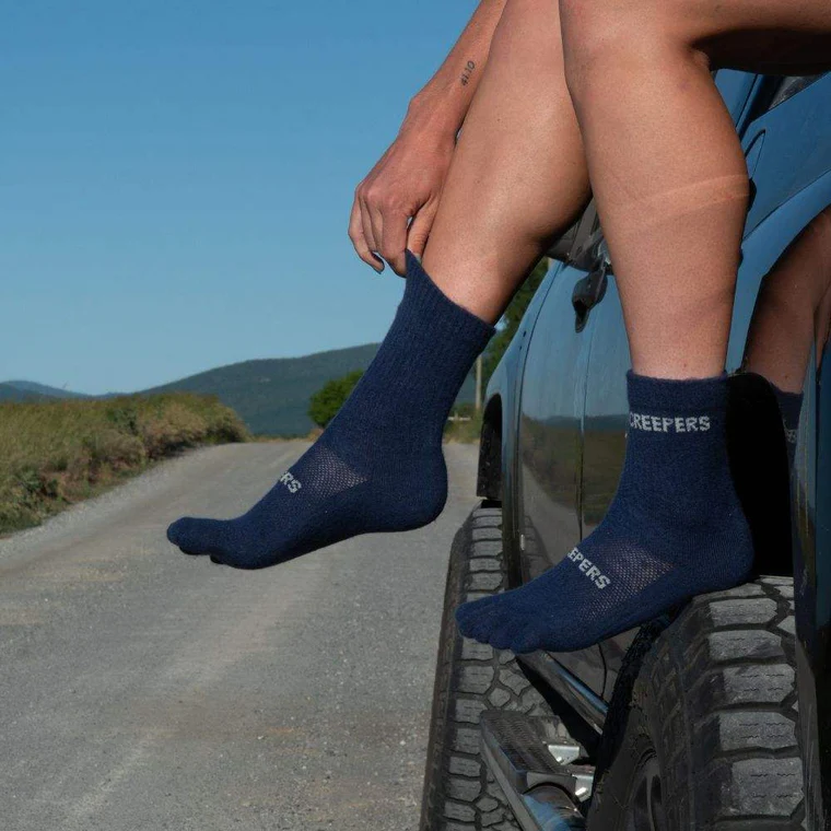 Creepers Merino Toe Socks - Crew Navy, alternate view