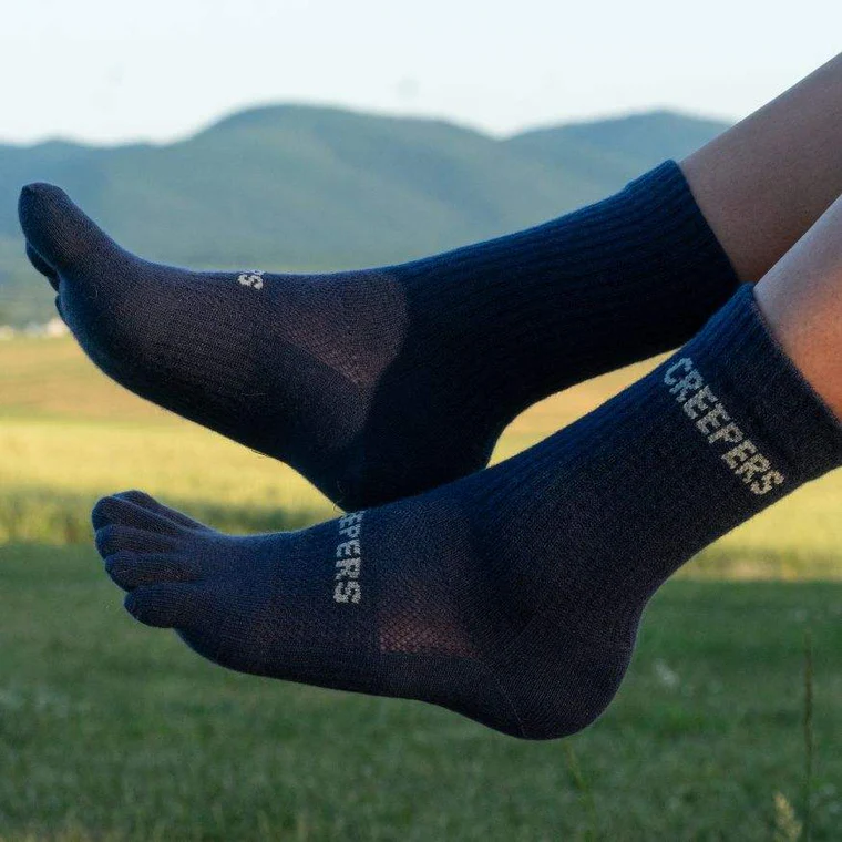 Creepers Merino Toe Socks - Crew Navy, alternate view