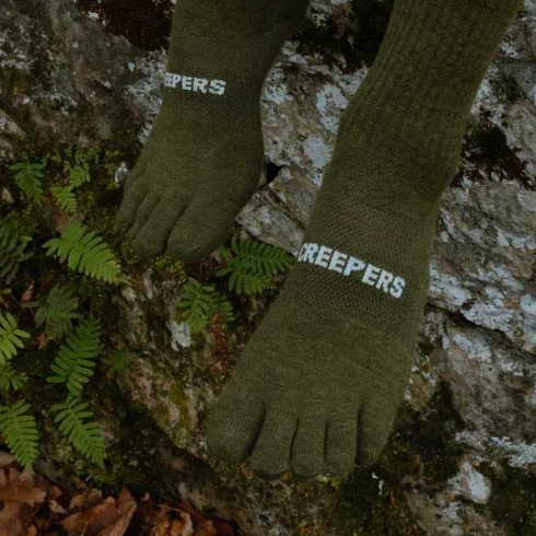 Creepers Merino Toe Socks - Quarter Crew Olive Drab