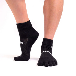 Creepers Merino Toe Socks - Quarter Crew Black