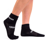 Creepers Merino Toe Socks - Quarter Crew Black