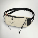 Dynafit Trail Belt in Overcast, front view of the running belt with zip pocket and black strap