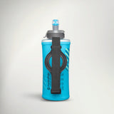 HydraPak Skyflask Speed 500ml in Malibu Blue with hand strap, side view