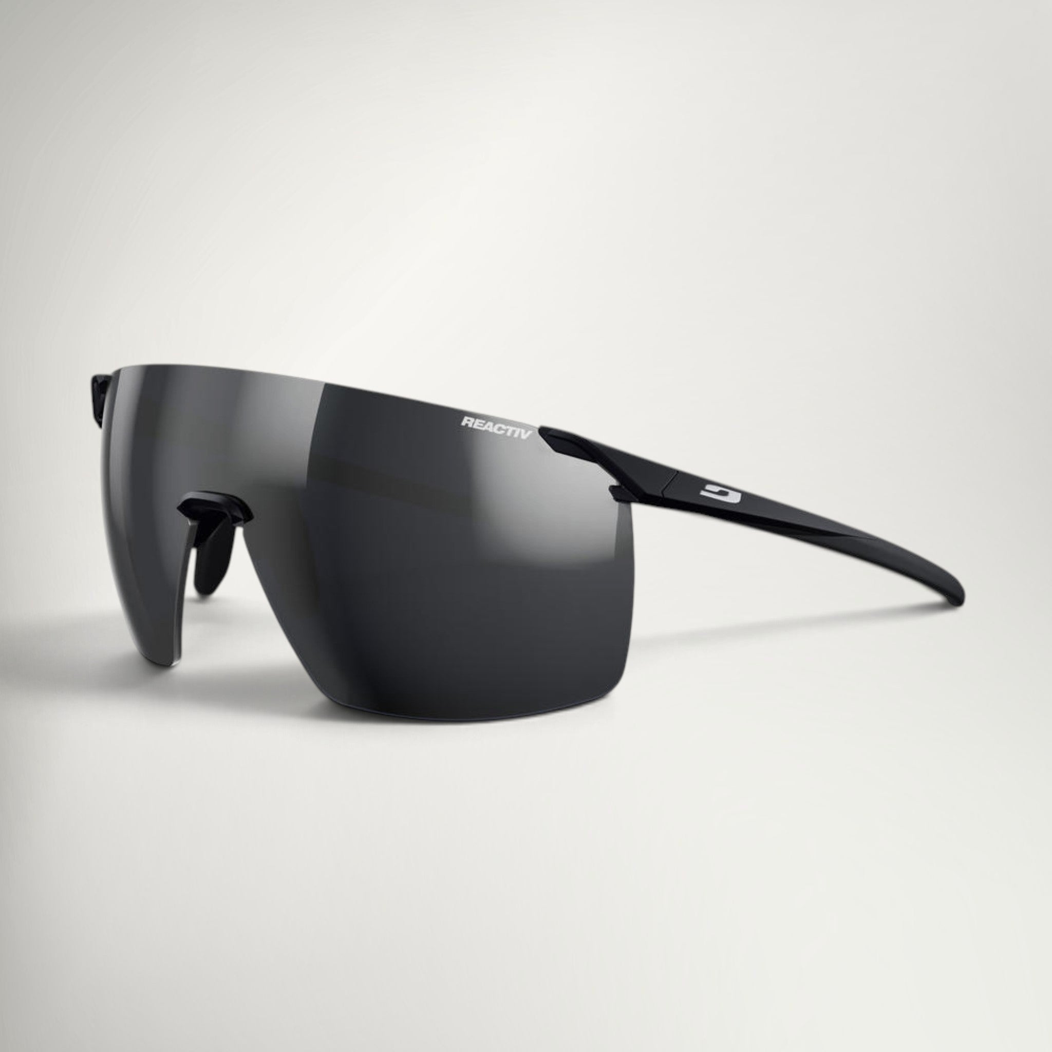 Julbo Faster L Reactiv Performance 0-3 in Matt Black, front three-quarter view