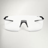 Julbo Faster L Reactiv Performance 0-3 in Matt Black, front view with the photochromic lens in its clear state