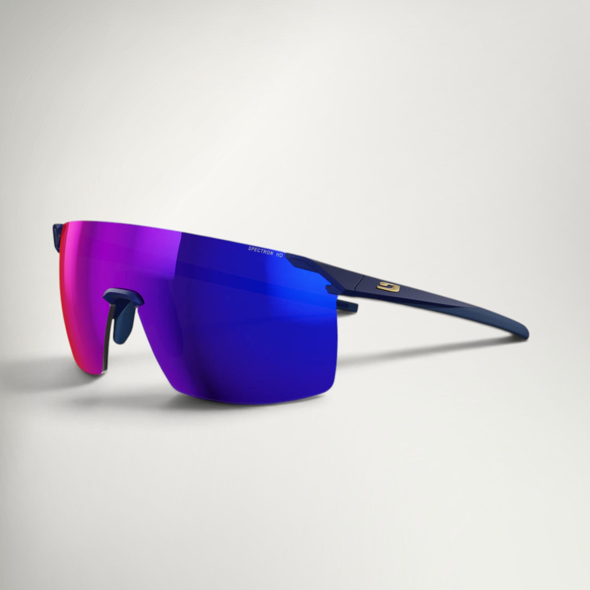 Julbo Faster M Spectron 3HD in Matt Dark Blue/Gold, front three-quarter view