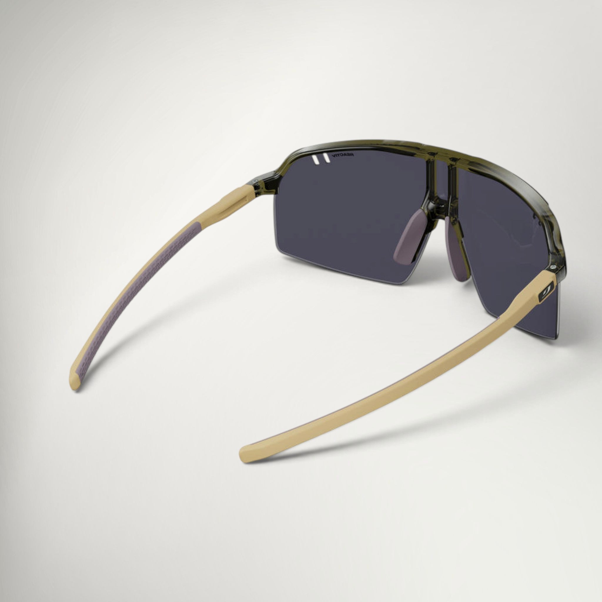Julbo Intensity REACTIV 1-3 LAF in Shiny Translucent Army Green/Matt Beige, rear three-quarter view