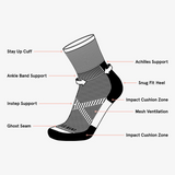 Le Bent Targeted Cushion 3/4 Crew Ribbed Sock - Black