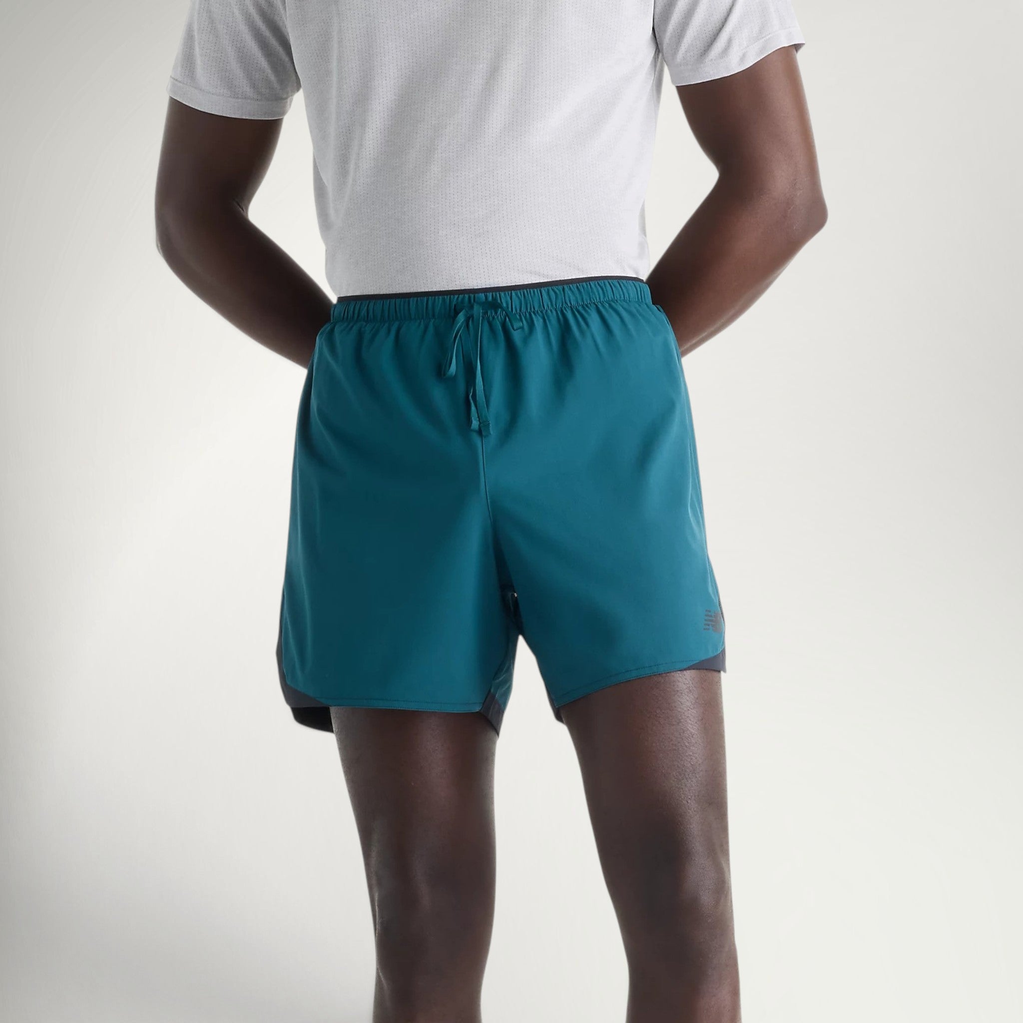 New Balance RC Essential Short 5" men's running short in Medusa Green