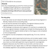 The rules for 'September Strava Segment' outlining goals, costs, and a map of a Strava Segment in Wanaka and the surrounding area.