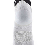 White ankle sock with black top on a white background