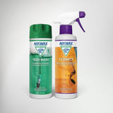 Nikwax twin pack: Tech Wash 300ml bottle and TX.Direct Spray-On 300ml bottle side by side